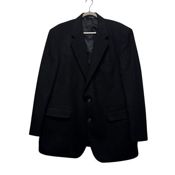 Jos A‎ Bank Blazer Sport Jacket Coat Mens 44R Black Camel Hair 2 Button - Picture 1 of 8